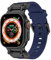 Sports Band for Apple Watch Ultra 2/Ultra bracelets 49mm 45mm 44mm 42mm for men, Durable Silicone Band with Metal Connector IWatch Ultra 9 8 7 6 5 4 3 SE（Black Adapter-Blue）