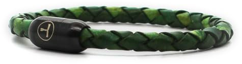 Colorcuff Premium Lederarmband, Echtleder, starker Magnetverschluss, geflochtenes Herren- und Damenarmband inkl. Schmuckbeutel, handgefertigt in Deutschland (Slim Green Vintage, 18.50)