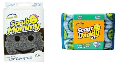 Scrub Daddy Scrub Mommy Washing Up Sponge - Dual Sided Scrubbing Non Scratch Scourers & Scour Daddy XL, Scourers Non Scratch Scrubbing Sponge, Scouring Pads, Kitchen Sponges