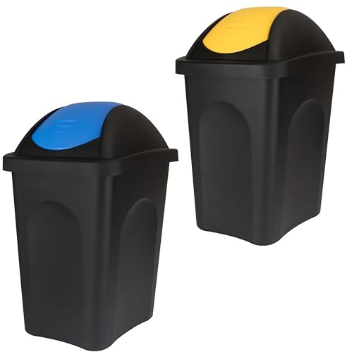 2 poubelles couvercle basculant 30l jaune bleu poubelle 2 60l (2x30)