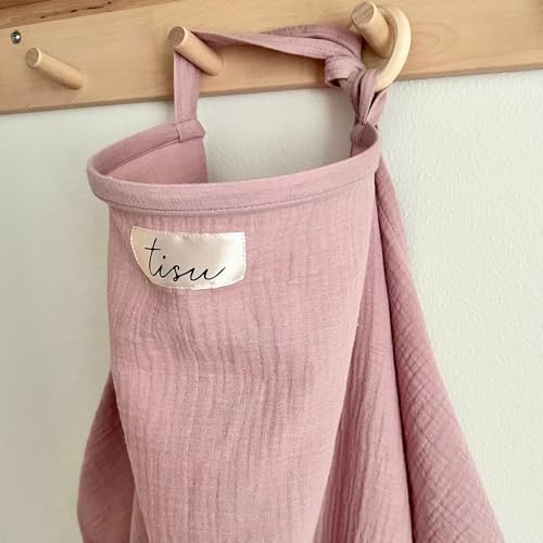 TISU Stillbezug zum Stillen und Pumpen von Babys, vielseitig verwendbar, atmungsaktiv, weiche Bio-Musselin-Baumwolle, Stillschürze und Schal, Pastellfarben von TISU (Blush)