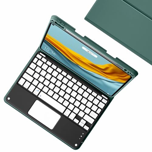 GUPENAA Funda con Teclado para iPad 6ª/5ª Generación 2018 2017, Air 2/Air 1, Pro 9,7 con Trackpad, Contiene Ñ, Teclado Bluetooth Inalámbrico Magnético Desmontable con Ratón,Verde