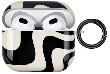 Reownest Kompatibel mit AirPods Pro 2 Hülle, Airpods Pro 2 Generation Hülle Simple Cute Zebra Stripes Muster Weiche Fashion Design Schlüsselbund Abdeckung Kopfhörer Hülle - Schwarz