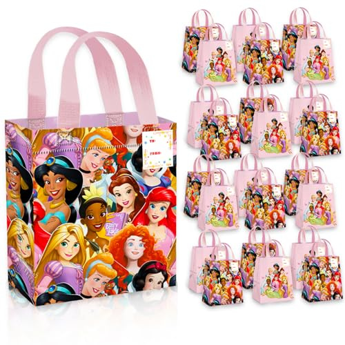 Disney Set di 24 sacchetti per bomboniere con principesse Disney Princess per bambini, riutilizzabili, per feste di compleanno con principesse Disney