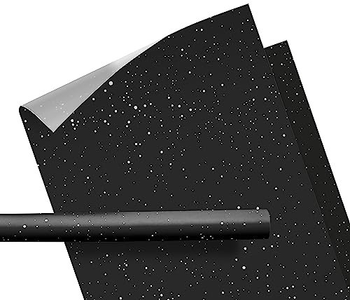 Seidenpapier schwarz mit Muster Nachthimmel – Verpackungs- oder Füllmaterial – für Kleidung, Kerzen, Schmuck – Packseide mit Sternen – auf Rolle – 47 cm breit – 10 Meter lang