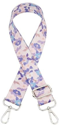1 Stück 3.8cm Breit Verstellbarer Schultergurt,Umhängetaschen Strap,Boho Umhängegurt,Taschenriemen mit Farbenfrohe Blumen,Damen Handtaschen Schulterriemen,Lila + Silberschnalle