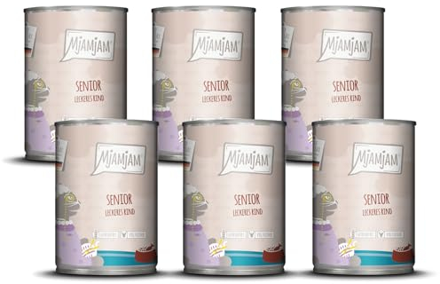 MjAMjAM - Premium Nassfutter für Katzen - Senior - leckeres Rind, 6er Pack (6x400g), getreidefrei