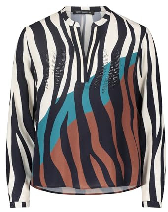Betty Barclay Damen Longbluse mit Stehkragen Dark Blue/Beige,40