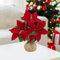 Homcomodar Topf Poinsettia Blumen, Weihnachts Poinsettia künstliche Blumen Rote künstliche Poinsettia im Topf gefälschte Samt Weihnachtsblumen mit Stammblättern für Urlaub Saisonale Dekoration