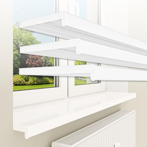 HEXIM Fensterbank bis 3 Meter Fensterbrett 30 x 160 cm (glanz) weiß Kunststoff PVC innen Innenfensterbank matt oder glanz DIN EN 13501-1 inkl. Seitenabschluss