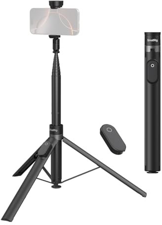 SMALLRIG ST30 One-Touch Deploy Selfie Stick Tripod, 66 Phone Tripod Stand w Remote, for iPhone, for Android, Video Recording, Travel, Vlogging, Black - 4926