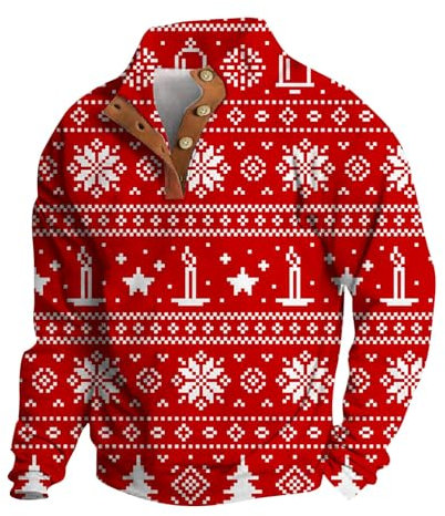 Christmas Black Friday Deals Deals Weihnachtspullover Herren Lustig Weihnachtspulli Pullover Ugly Christmas Umlegekrage Sweater Weihnachten Grafik Drucke Sweatshirt Lässig Baqueme Winterpullover