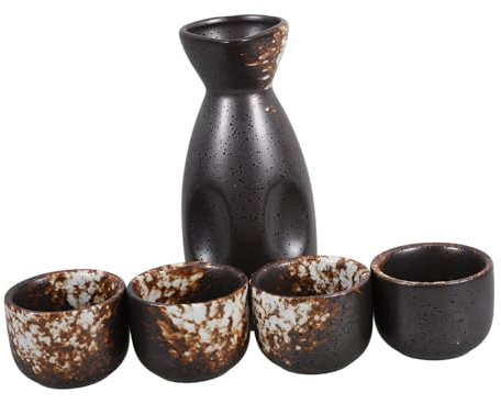 BUGUUYO 1set Sake Giapponese Tradizionale Ceramica Teiera e Tazze Per Servire Sake Per Festeggiamenti e Occasioni Speciali Design Elegante e Autentico
