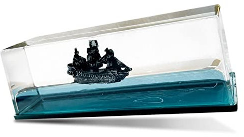 Bottiglia per nave pirata – nave da crociera nera perla barca ondulata in una scatola, resina acrilica modalità nave, decorazione della stanza, decorazione per la casa, ornamenti artigianali