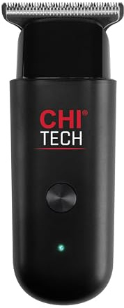 CHI Tech - Mini recortadora y cortadora inalámbrica, recortadora de pelo para bordes, mezcla y corte de barba, cuchillas de acero inoxidable, incluye 4 accesorios de protección