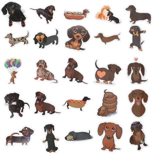 60 Stück Dackel Aufkleber,PVC Wasserdichte Hund Sticker Niedliche Dackel Aufkleber Kawaii Hund Sticker für Handytasche Laptop DIY dekorative Scrapbooking