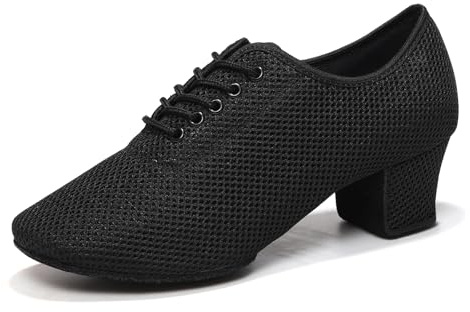 ZYXWVU Mujer Zapatos de Práctica de Baile Latino Salsa Tango Danza | Zapatos de Baile Latino Mujer Cordones Punta Cerrada Bachata Práctica