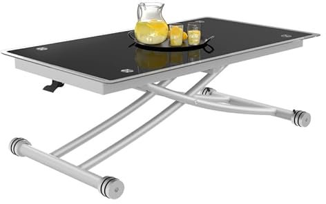 IDMarket - Mesa fija elevable en mesa de comedor rectangular Urbana tapa de cristal templado pie cromado
