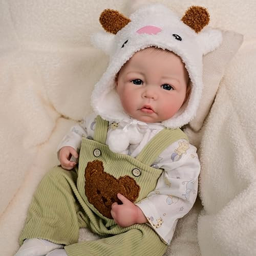 RXDOLL 50,8 cm anatomisch korrekte Baby-Jungen-Ganzkörper-Vinyl-Silikon-Reborn-Babypuppen, die echte Babys aussehen Neugeborenen-Puppe, waschbar, beweglich, realistische Babypuppe Geschenke