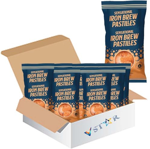 Traditional Handmade Scottish Sweets – Premium Quality Confectionery, Assorted Flavours, Convenient Sizes - Bch (Pack of 12, Tremendously Tasty Iron Brew Humbugs Bags 140g)