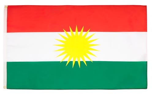 AZ FLAG – Lote de 2 banderas Kurdistán – 150 x 90 cm – Bandera Kurd 100% poliéster con ojales metálicos integrados