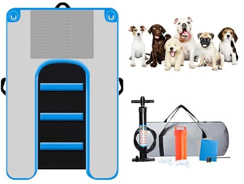 rampa per piscina per cani Rampa D'acqua Gonfiabile Per Cani, Ponte Galleggiante Per Barche Con Piattaforma Antiscivolo In EVA, Scaletta Per Piscina Per Cani Per Cani Di 60 Kg Che Escono Dall'acqua(Bl