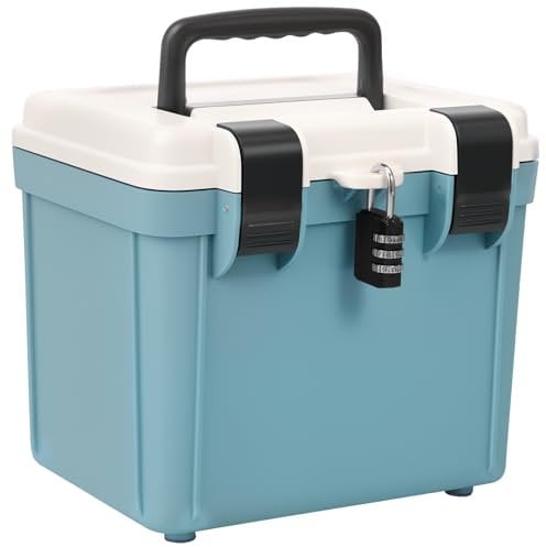 KTCINA Lockable Storage Box, 4L Large Combination Safe Box with Combination Lock and Handle Medication Lockable Container Portable Locked Storage Container for Medicine, Food, Documents(Blue)