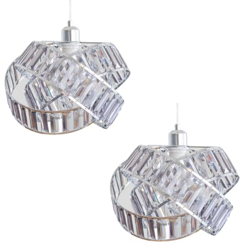Crystal Lampshade 3-Tier Interlocking Lamp Shade Modern Pendant Light Fixture Crystal Effect Lampshade 31cm Pack of 2