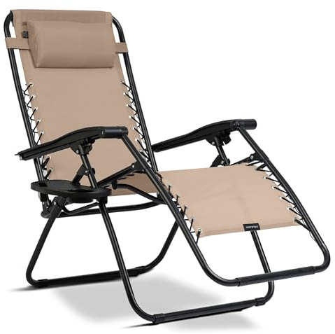 Sofotel Sonnenliege Gartenliege Liegestuhl ChillWell - Klappbar mit Kissen - Belastbar bis 120 kg - Beige