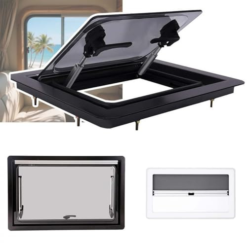 zhenmaster Finestra per camper universale con apertura inclinabile fino a 70°, struttura in alluminio e chiusura a tre maniglie(700*400mm)