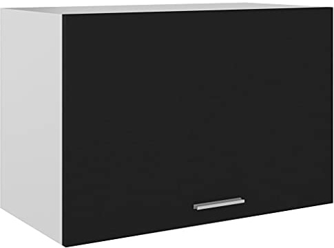 Mandloder Hängeschrank Lyon Schwarz 60x31x40 cm, Holzwerkstoff Küchenschrank mit Klapptür, Wandmontage Aufbewahrungsschrank für Küche, Speisekammer, 60kg Traglast