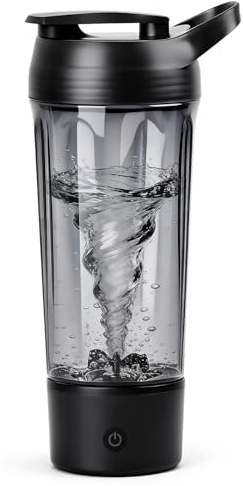 RDTOK Shaker Elettrico 1000ml, Shaker Proteine Elettrico USB Ricaricabile, bBottiglia per Shaker con Base Rimovibile per Frullati Proteici, senza BPA, Antiperdita (Nero)