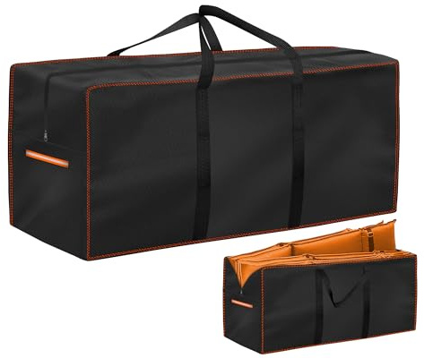 Aufbewahrungstasche Gartenauflagen,Gartenpolster Auflagentasche 125x40x50cm | Oxford Schutzhülle für Auflagen Gartenmöbel Kissen Weihnachtsbaume mit Reflektierender Streifen