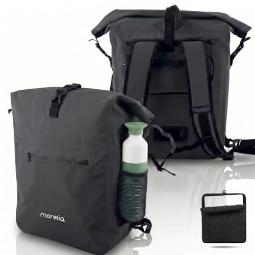 Morelia® Fahrradtasche für Gepäckträger 28 Liter - 100 Prozent Wasserdicht Fahrradtasche - fahrradtasche gepäckträger inkl. Laptopfach & Rücklicht – Schwarz