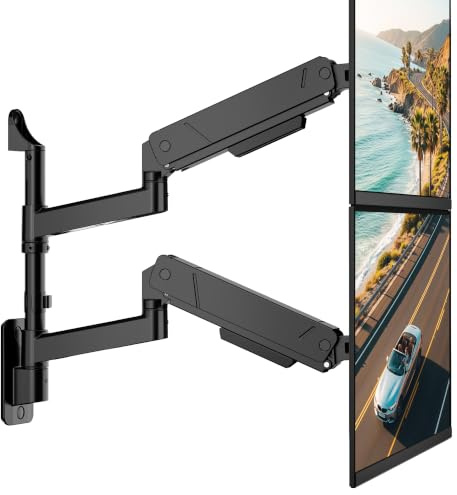 monTEK Dual Monitor Wall Mount for 17 to 35 Inch Flat/Curved Screens, Heavy Duty Dual Arm for Each Arm Supports up to 35.2 lbs, VESA 75x75/100x100 Compatible, for Home Office Desk Gaming Setup