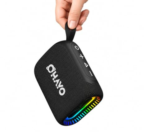 OHAYO Altoparlante Bluetooth Piccolo con Luce RGB, Music Box Bluetooth 5.3 con IPX7 Impermeabile, Batteria 24H, Stereo Pairing, Altoparlante Mini Portatile per iPhone, Festa, Giardino, Nero