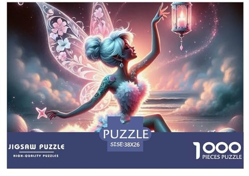 Puzzle 1000 Piezas Hada con Linterna, Hada Azul en Nube, Actividad