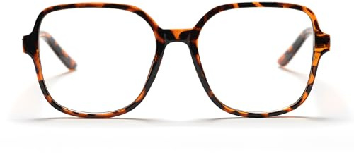 QXEYEGLAS Stilvolle Übergroße Quadratische Lesebrille für Damen, Modische Großer Rahmen Computerleser mit Blaulichtfilter, Große Lese Brille gegen Augenermüdung