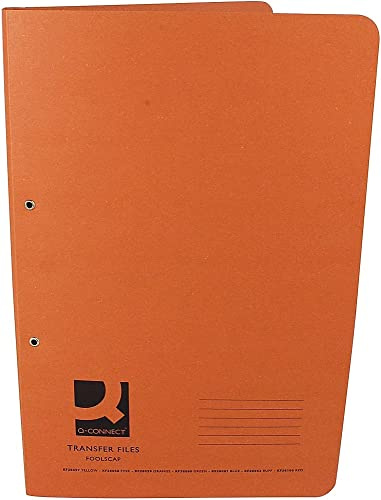 Q-Connect Transfer Pocket File 38 mm Capacity Foolscap Orange (Pack of 25)