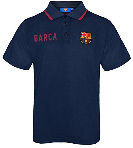 FC Barcelona Official Football Gift Boys Crest Polo Shirt Navy Blue 12-13 Years