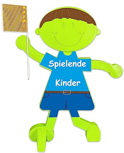 UvV Spielende Kinder Warnschild, Warnfigur - grün reflektierend - Verkehrslotsen Sicherheit spielende Kinder (Blau - Spielende Kinder)