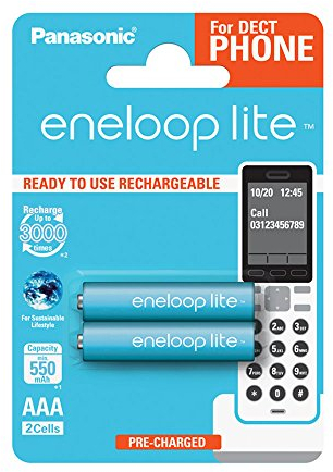 Panasonic Eneloop Lite AAA Micro 550mAh Eneloop NiMH Ready to Use Rechargeable Battery BK 4LCCE/2DE (2 Eneloop Lite Batteries)