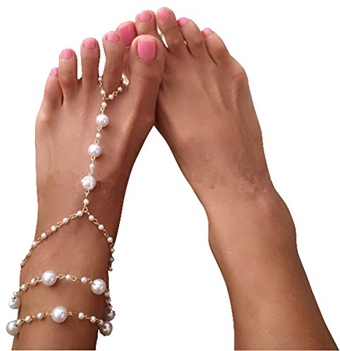 HugeStore 1 Stück Künstliche Perlen Barfuß Sandelholz Fußschmuck Fußkette für Damen - Braun, Rechteckige Prisma, 30 Zentimeter, 60 Zentimeter, Natur, Böhmisch, Versteckter Sicherheitsverschluss