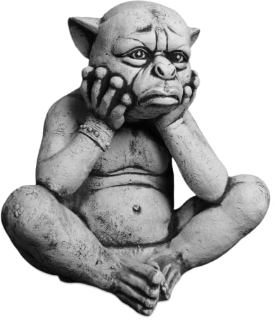 gartendekoparadies.de Gargoyle der Torwächter, Steinfigur, H. 39 cm, 22 kg, Grau, frostsicher aus Steinguss für Außenbereich