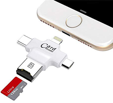 Lecteur de carte micro SD OTG pour iPhone, Galaxy S8 Type-C et Micro USB Android
