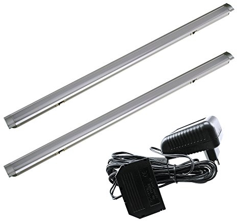 Reno 500 Profilleuchte 50cm 6500K Kaltweiß mit Aluminium - [LED Profil, Lichtleiste, Wohnzimmer Beleuchtung, Indirekte Beleuchtung, Alu-profil, Einlassleuchte, Küchenbeleuchtung] (2er Set)