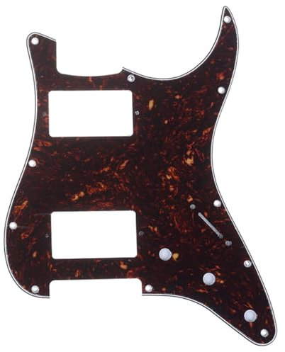 Musiclily Pro 11 Löcher HH Strat Pickguard 2 Humbucker Gitarren Schlagbrett für Fender American/Mexican Standard Stratocaster Modern Style E-Gitarre,4 lagig Tortoise Shell