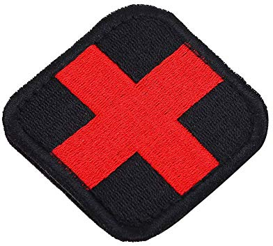 Fdit medizinischen Kreuz Bestickt Patch Aid Haken & Loop Stickerei Patches Applique Abzeichen Dekoration auf Kleidung Tasche Uniformen Mantel Hüte(Schwarz)