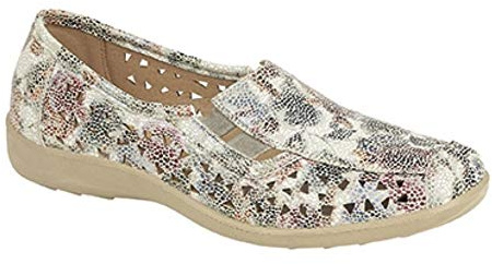 Boulevard Side Gusset Summer Casual Shoes, Multi Floral, 8 UK, Leather Sock