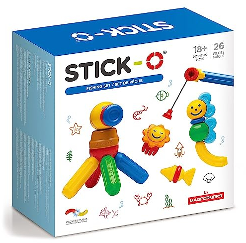 Stick-O Fishing Magnetic Building Blocks Set. Chunky Building Blocks for Younger Children. Easy to Hold and Build., Rainbow, 902006